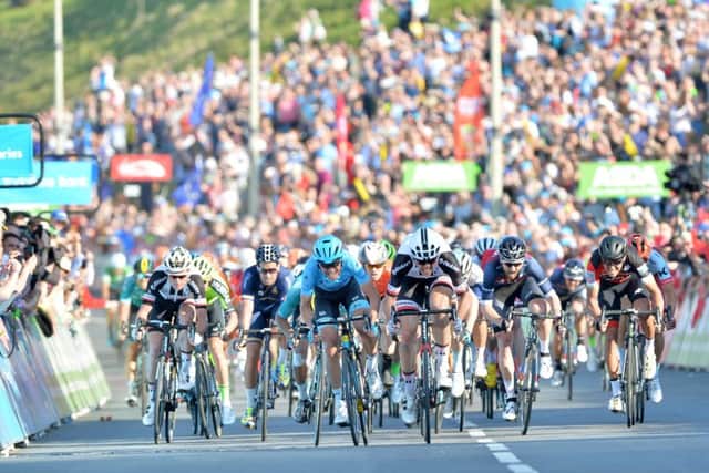Team Sunweb's Max Walscheid wins the sprint in North Bay Scarborough to take the Tour de Yorkshire, Stage 3.  Richmond to Scarborough.5 May 2018.  Picture Bruce Rollinson