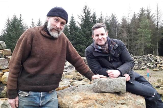 BBCs Matt Baker and local dry stone wall creator Mark Ellis