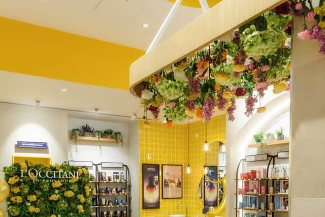 The floral display at L'Occitane.
