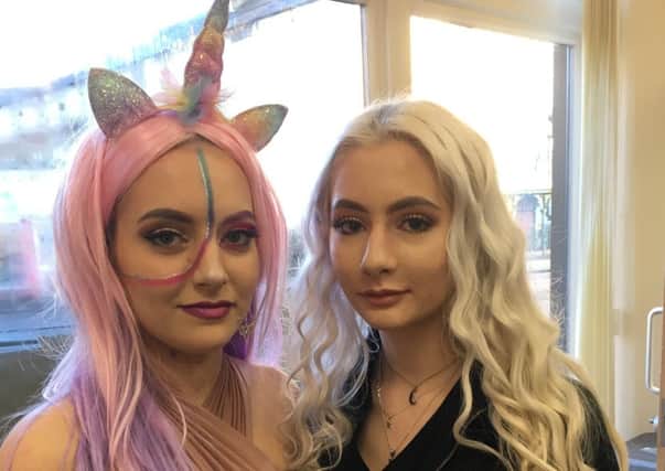 Make up artistry student Elle Walton created a unicorn-inspired look, with model Sophie Walton.