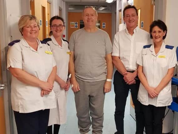 Staff from Bridlington Hospital with hip replacement patient Kevan Jackson.