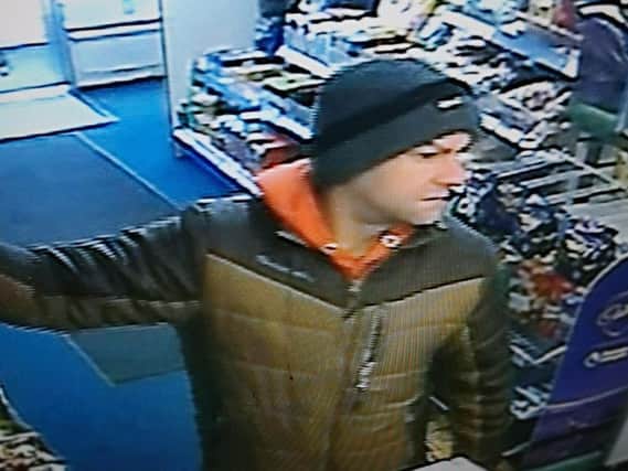 Police wish to speak to this man in relation to the fraudulent use of a suspected stolen bank card.