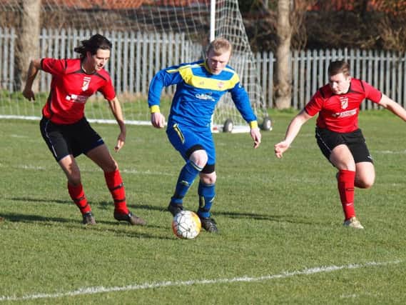 Danny Glendinning on the ball for Seamer at Filey Town. Picture by Steve Lilly