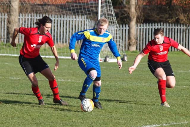 Danny Glendinning on the ball for Seamer at Filey Town. Picture by Steve Lilly