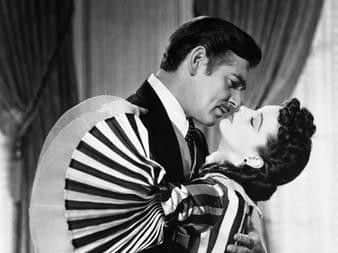Clark Gable as Rhett Butler and Vivien Leigh as Scarlett O'Hara in Gone with the Wind