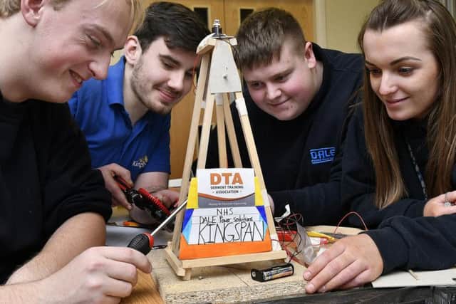 Derwent Training students Nathan, Ashley, Dylan and Roxanne work on their design.