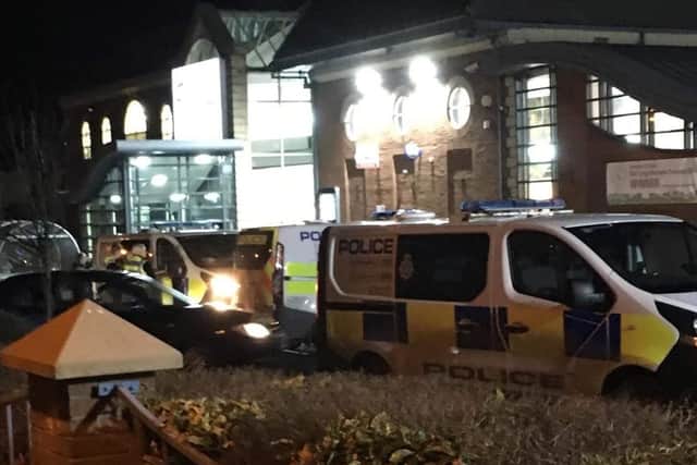 Police at the scene last night