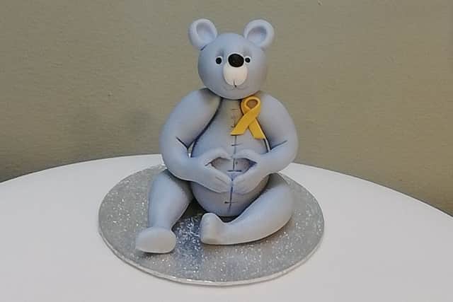 The Teddy bear which will be made at Celebrate Country Cake Design's sugarcraft workshop in Helmsley to raise money for Freddie's Fight.