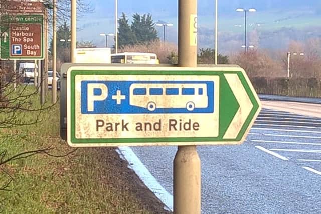 Sign to park and ride site.