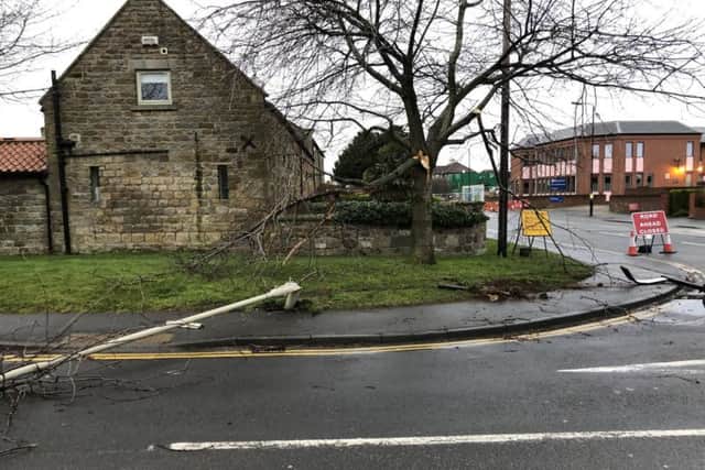 Damage has been caused to Newby Farm Road.