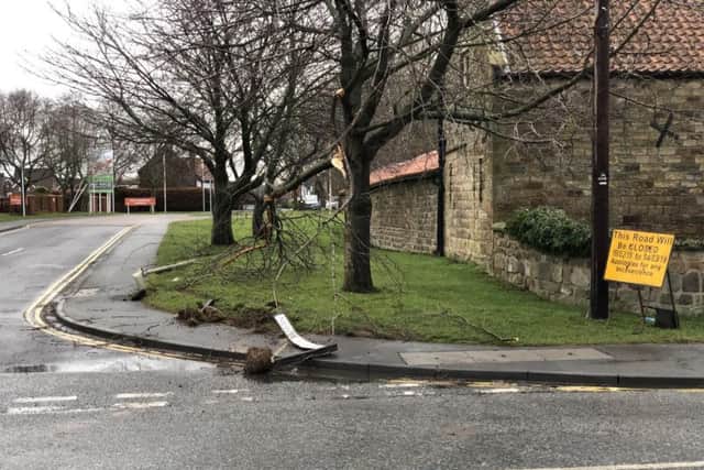 The damage caused at the entrance to Newby Farm Road.