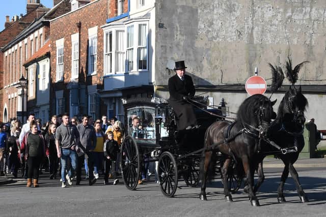 Friends walked from Taylor's home in Gypsey Road, through Bridlington Old Town, to the Priory church.
