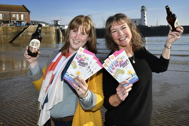 Brewery manager of Wold Top Brewery Kate Balchin with Books by the Beach director Heather French