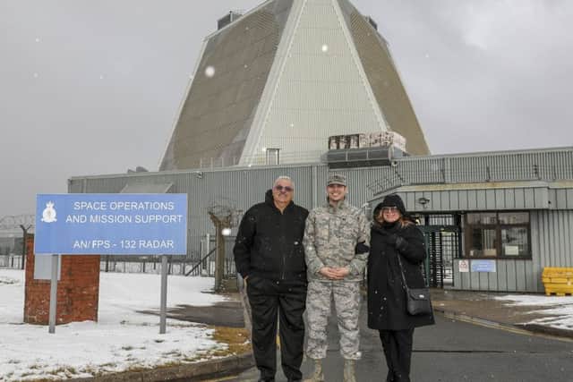 Major Jose Chaparro with his parents at RAF Fylingdales.