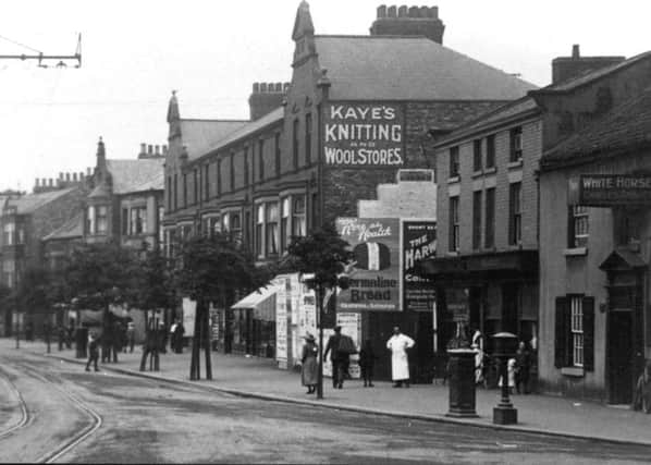 This picture shows a view of part of Falsgrave Road taken from the junction with Seamer Road. The building on the right is the White Horse pub, better known today as the popular Tap n Spile. Tram lines can be seen in the middle of the road on the left of the picture. Filve miles of tram lines were laid down by May 1904, and when electric trams started running they were an instant success carrying 22,000 passengers in the first two days of operation.
Photo reproduced courtesy of the Max Payne collection. 
Reprints can be ordered with proceeds going to local charities. Telephone 0330 1230203 and quote reference number