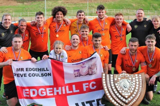Edgehill celebrate winning the Division One title. Picture by Alec Coulson.