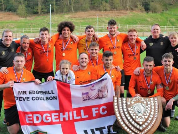 Edgehill celebrate winning the Division One title. Picture by Alec Coulson.
