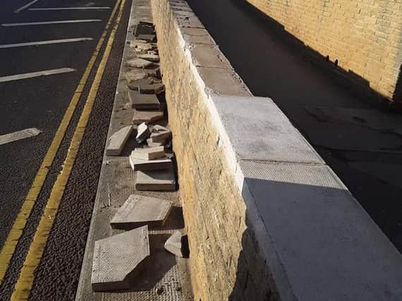 The wall has been vandalised days after being repaired.