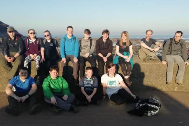 Police cadets and leaders are pictured during an 11-mile training hike along the Cleveland Way.