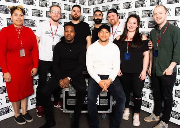Jonny Parker is pictured with Rudimental at Londons Albert Hall.