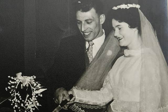 Their wedding day in Royston.
