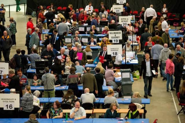 Votes are counted in Leeds during the 2018 local elections. Pic: Mark Bickerdike
