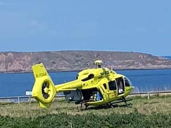 The woman was taken to hospital by Yorkshire Air Ambulance.