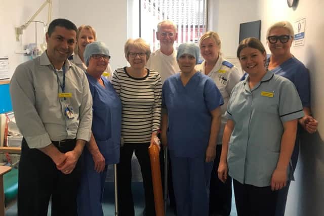 Kath Johnson with her colleagues at Bridlington Hospital.