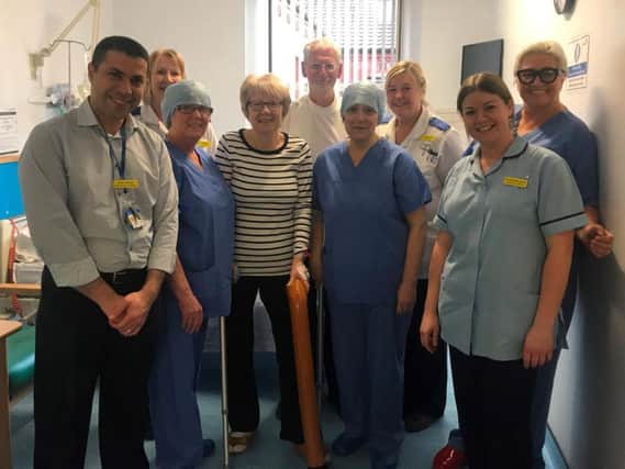 Kath Johnson with her colleagues at Bridlington Hospital.