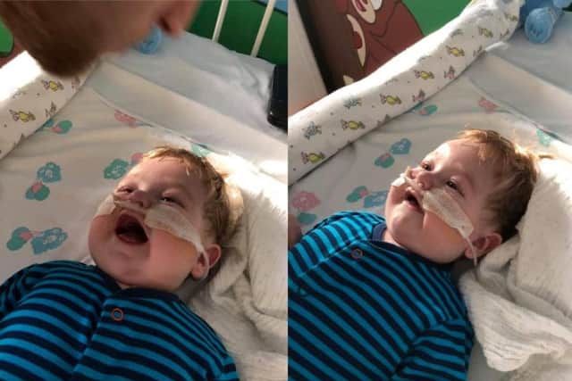 Despite being in hospital Jaxon is still laughing and smiling