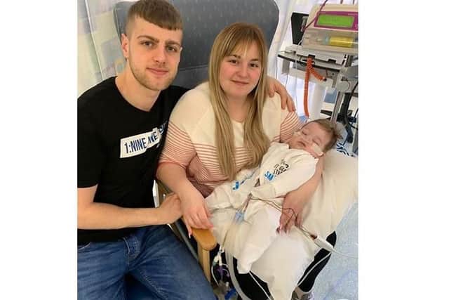 Picture taken a few days after Jaxon's second open heart surgery in intensive care