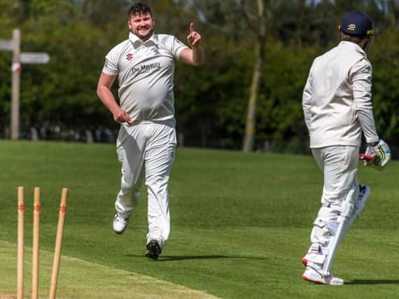 Seamer's Adam Morris shows his delight after comprehensively dismissing a Mulgrave batsman. Picture by Brian Murfield.