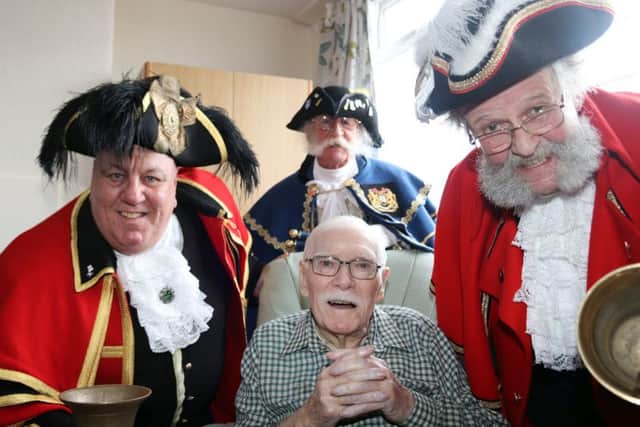 Former Scarborough Town Crier Alan Booth, centre, with, from left: Helmsley town crier David Hinde, Filey town crier David Bull and current Scarborough town crier David Birdsall.