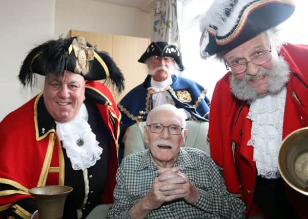 Former Scarborough Town Crier Alan Booth, centre, with, from left: Helmsley town crier David Hinde, Filey town crier David Bull and current Scarborough town crier David Birdsall.
