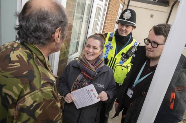 PC Ian Sim, of Filey and Eastfield Neighbourhood Policing Team, undertaking an Operation Cracker visit last year.