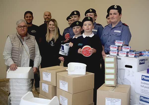 Scarborough Sea Cadets with the items donated by Willmott Dixon and its supply chain.