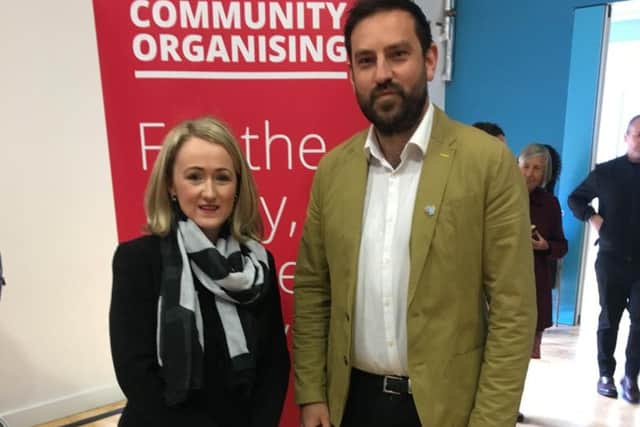 Shadow Business Secretary Rebecca Long-Bailey with Scarborough and Whitby Parliamentary candidate Hugo Fearnley.