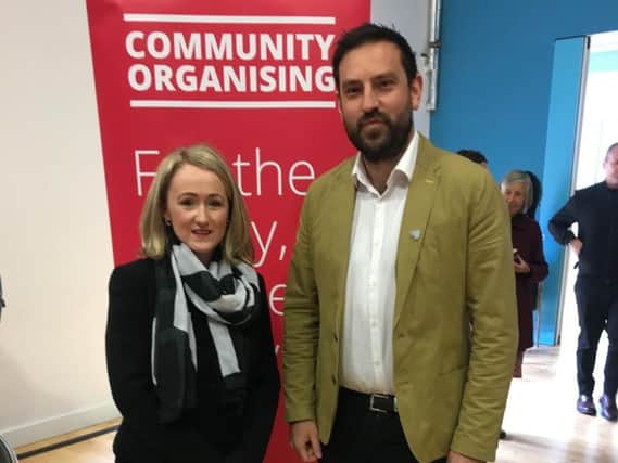 Shadow Business Secretary Rebecca Long-Bailey with Scarborough and Whitby Parliamentary candidate Hugo Fearnley.
