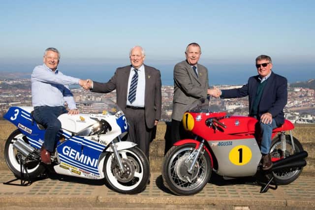 Eddie Roberts, Cllr Martin Smith, Cllr Derek J Bastiman and Mick Grant at the announcement of the return of racing to Oliver's Mount earlier this year.