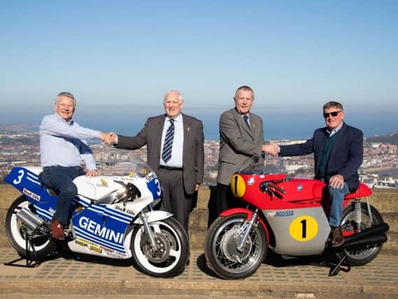 Eddie Roberts, Cllr Martin Smith, Cllr Derek J Bastiman and Mick Grant at the announcement of the return of racing to Oliver's Mount earlier this year.