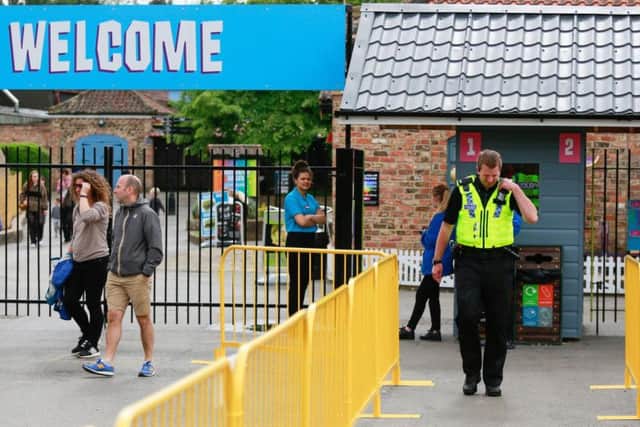Police at the park on Thursday following the incident. PIC: SWNS
