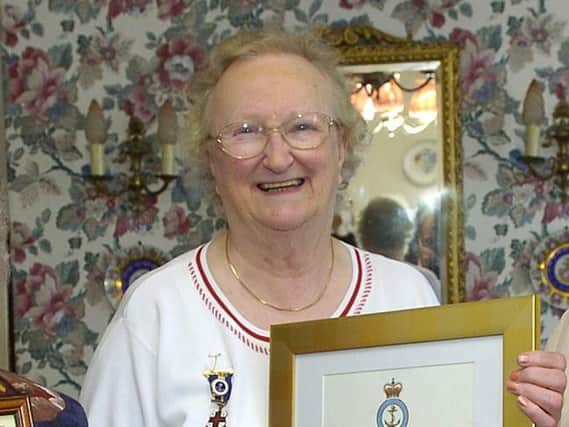 June Chippindale receiving a long-service award in 2008.
