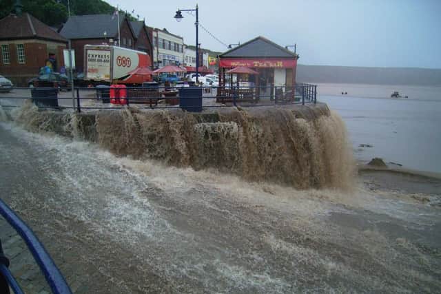 Filey floods in 2002. Picture by Mike Cockerill.