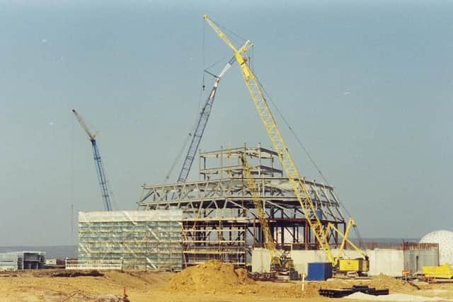 The constructions of the new radar in 1990. PIC: Peter Tuffrey