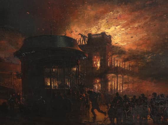 The burning of the Scarborough Spa by 18th century Flemish artist Alphonse Neumans. PIC: Elstob & Elstob.