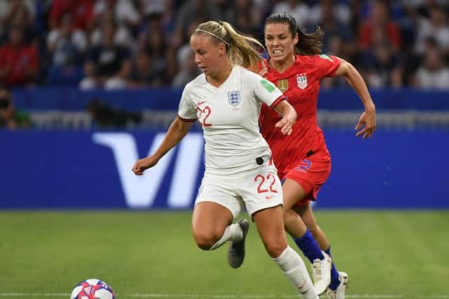 Beth Mead goes on the attack in England's World Cup semi-final defeat against the USA. Picture: Getty Images