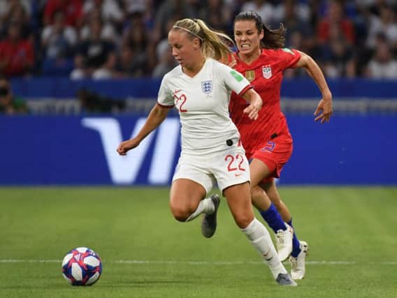 Beth Mead goes on the attack in England's World Cup semi-final defeat against the USA. Picture: Getty Images