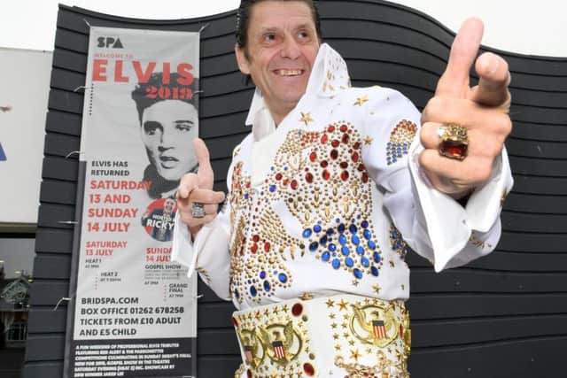Bridlingtons only Elvis impersonator Shaky in his new outfit to take on the competition.