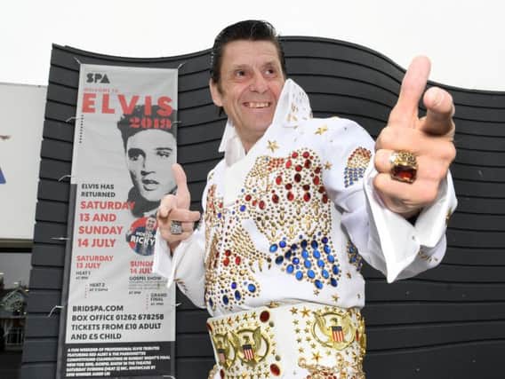 Bridlingtons only Elvis impersonator Shaky in his new outfit to take on the competition.
