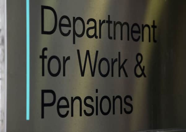 The signage for the Department of Work & Pensions.